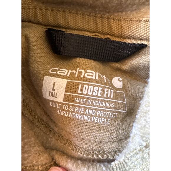 Carhartt Loose Fit L Tall Sage Green Hoodie Sweatshirt Sleeve Hit Logo - Picture 2 of 8